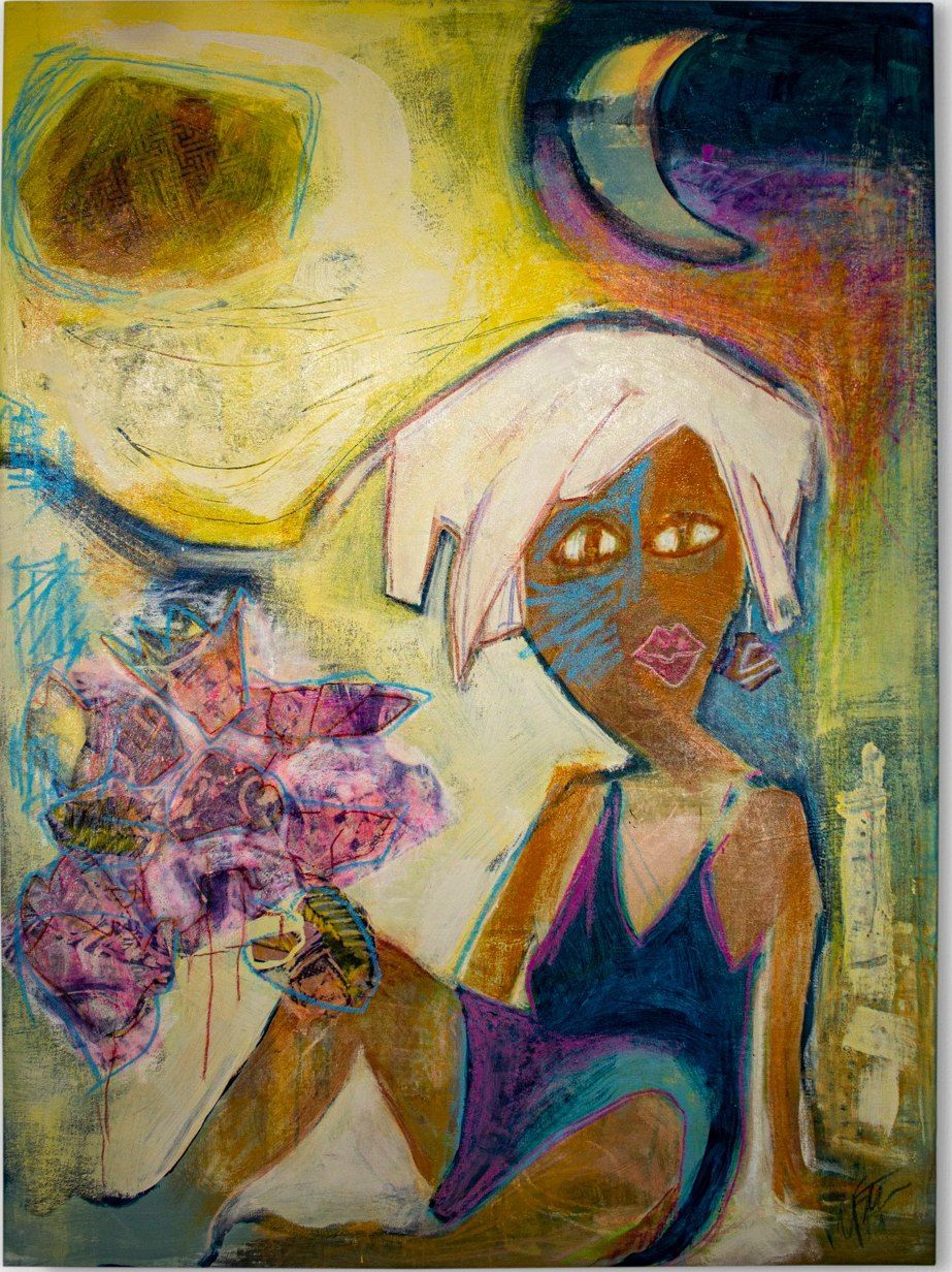 Yet Fetching, front view of the canvas